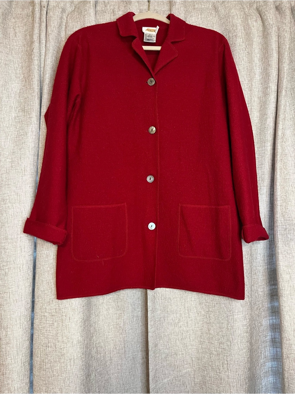 Talbots Vintage 100% Wool Shacket Cardigan Jacket - Red - Medium